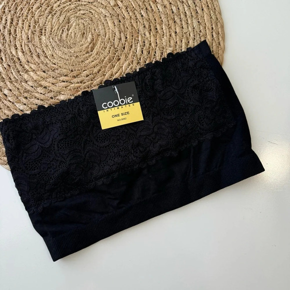 Coobie Women’s Floral Lace Strapless Bandeau Bra in Black One Size - Picture 1 of 7
